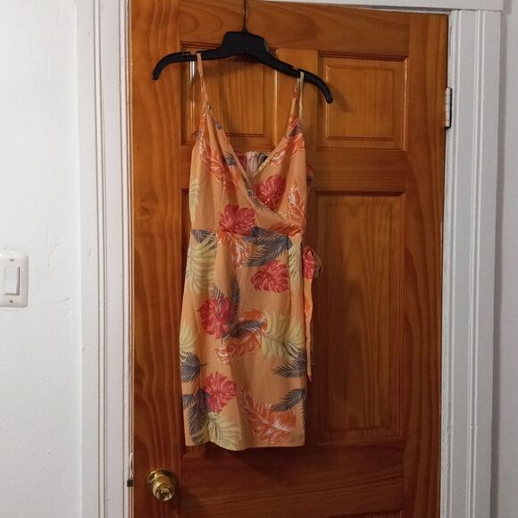 Shein Orange Tropical Dress Size Small - Picture 1 of 5